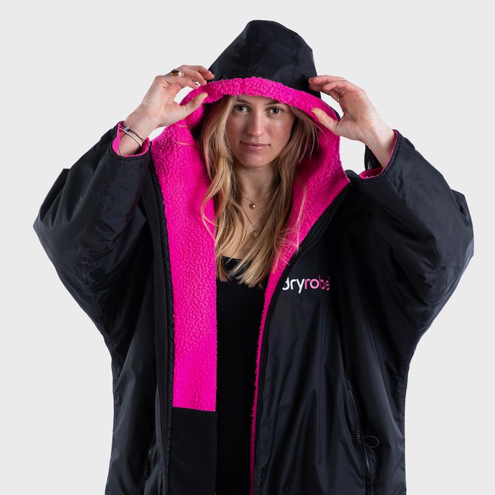 dryrobe Advance Long Sleeve Changing Robe - Black / Pink Extra Image 1